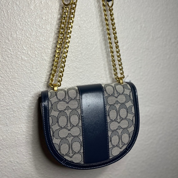 Coach Alie Saddle Signature Jacquard Navy Blue - Picture 8 of 8